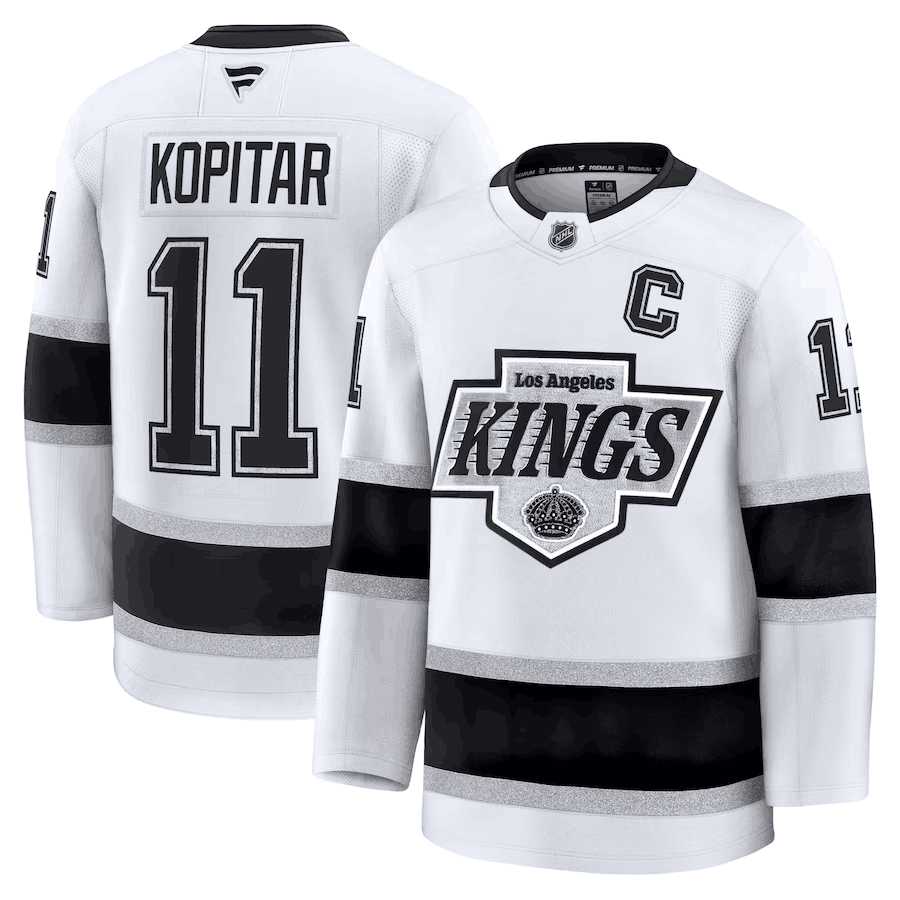 Men%27s Los Angeles Kings #11 Anze Kopitar White 2024-25 Away Stitched Hockey Jersey Dzhi->toronto maple leafs->NHL Jersey